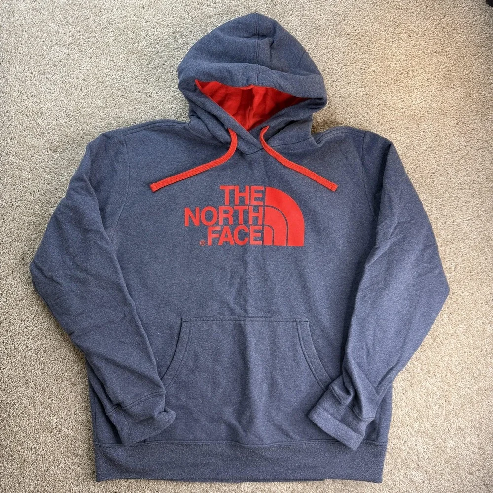The North Face Hoodie Mens XL Gray Fleece Pullover Kangaroo Pocket Sweatshirt